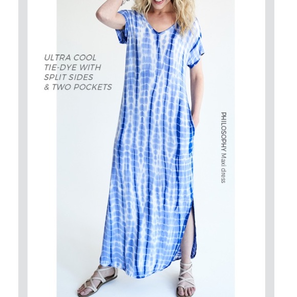 Philosophy Dresses & Skirts - PHILOSOPHY blue Tie Dye Maxi Dress